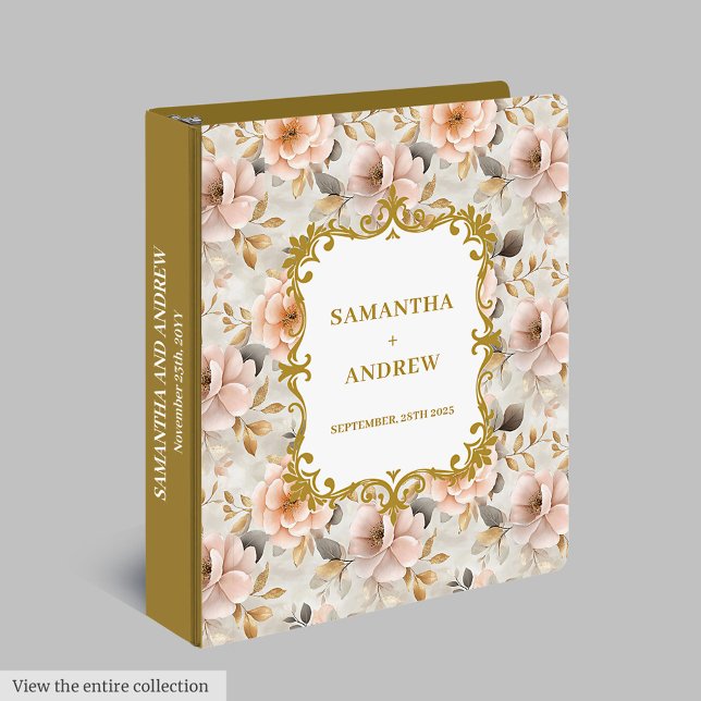 Unique Blush Gold Wedding Memory Album 3 Ring Binder (Unique Blush Gold Wedding Memory Album 3 ring binder)