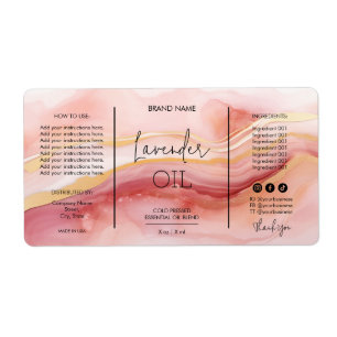 Unique Blush Pink Dropper Bottle Product Labels