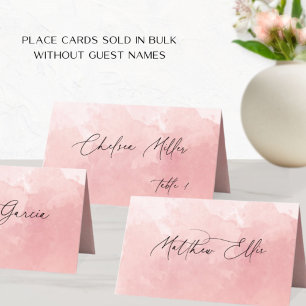 Unique Blush Pink Watercolor Background Place Card