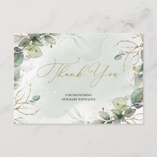 Unique bohemian greenery leaves and faux gold enclosure card