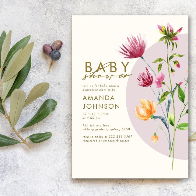 Unique Bohemian Spring Wildflower Baby Shower  Invitation (Creator Uploaded)