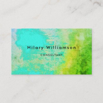 Unique Boho Artistic Grunge Green Aqua Turquoise Business Card by TabbyGun at Zazzle