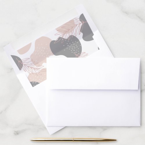 Unique Boho Beige Gray Leaves Abstract Artwork Envelope Liner