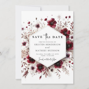 Unique Boho Burgundy Wedding Save The Date