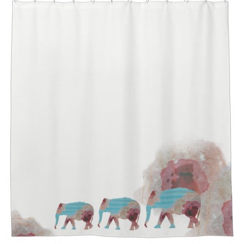 Unique Boho Chic Floral  Elephant Shower Curtain