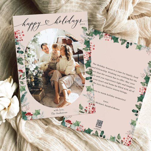 Unique Boho Chic Pastel Photo  Holiday Card