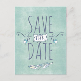 Unique Boho Chic Save the Date Announcement Postcard