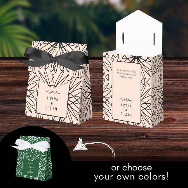 Unique Boho Cream and Black Pattern Favor Boxes (Creator Uploaded)