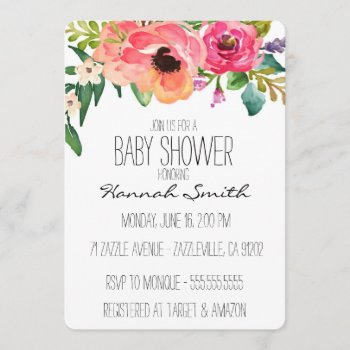 Unique Boho Floral Baby Shower Invitation by design_and_donuts at Zazzle