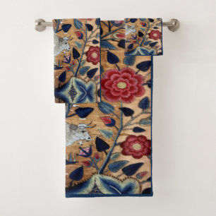 Unique Boho Floral Cow Vintage Pattern Bath Towel Set