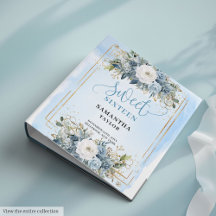 Unique Boho Light Blue Greenery Floral Sweet 16