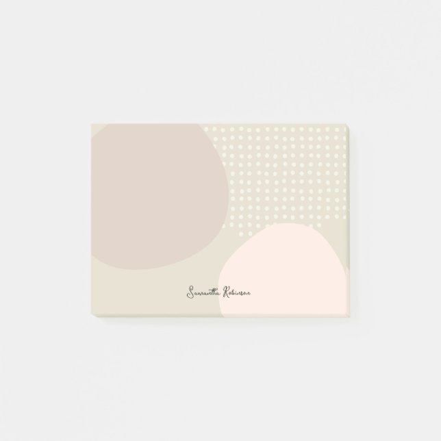 Unique Boho Neutral Abstract Custom Name  Post-it Notes (Front)