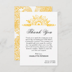 Unique Boho Style Rustic Sunflower Bridal Shower Thank You Card