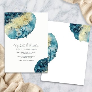 Unique Boho Watercolor Navy Blue Simple Wedding