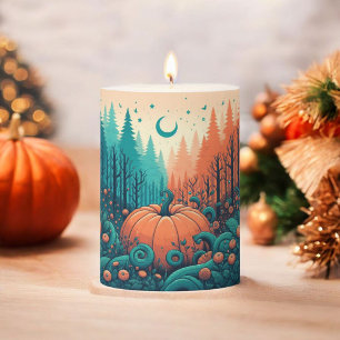 Unique Boho Watercolor Pumpkin Autumn Fall  Pillar Candle