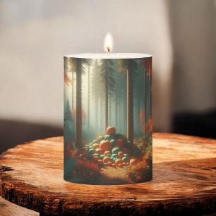 Unique Boho Watercolor Pumpkin Autumn Fall Pillar Candle