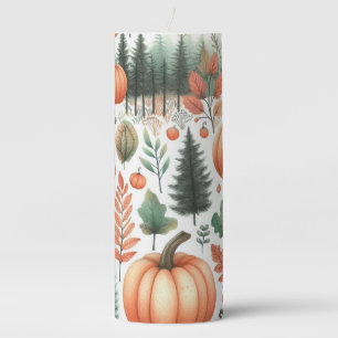 Unique Boho Watercolor Pumpkin Autumn Fall Pillar Candle
