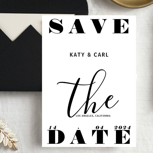Unique Bold Black & White Typography Wedding Save The Date (Creator Uploaded)