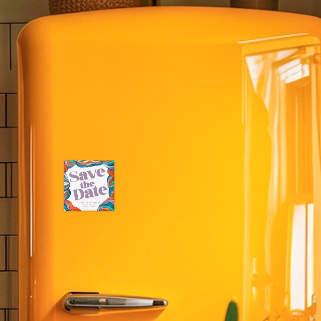 Unique Bold Boho Groovy Retro Purple Colorful Wavy Magnet (Creator Uploaded)