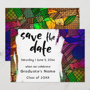 Unique, Bold, Colorful Geometric "Save the Date" 2 Invitation