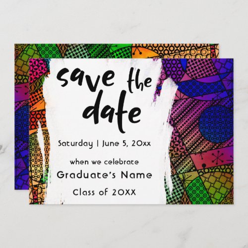 Unique Bold Colorful Geometric Save the Date 2 Invitation