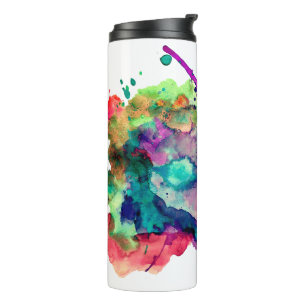 Unique, Bold, Colorful Watercolor Paint Splatters Thermal Tumbler
