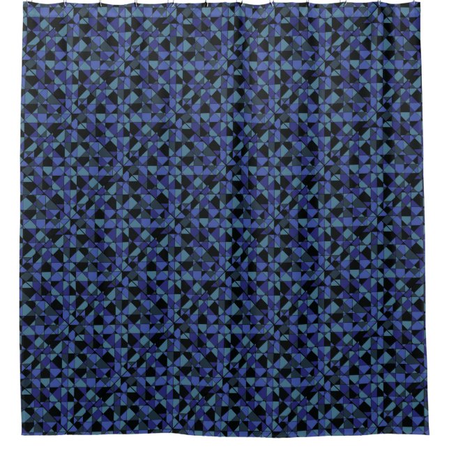 Unique Bold Hip Geometric Blue Cyan Gray Black Shower Curtain (Front)