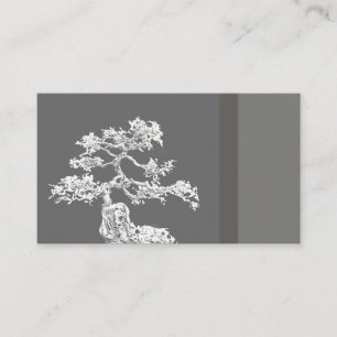 unique bonsai tree business card black and gray