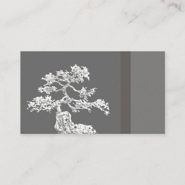 unique bonsai tree business card black and gray (Front)