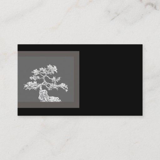 Customizable unique bonsai tree business card black and gray