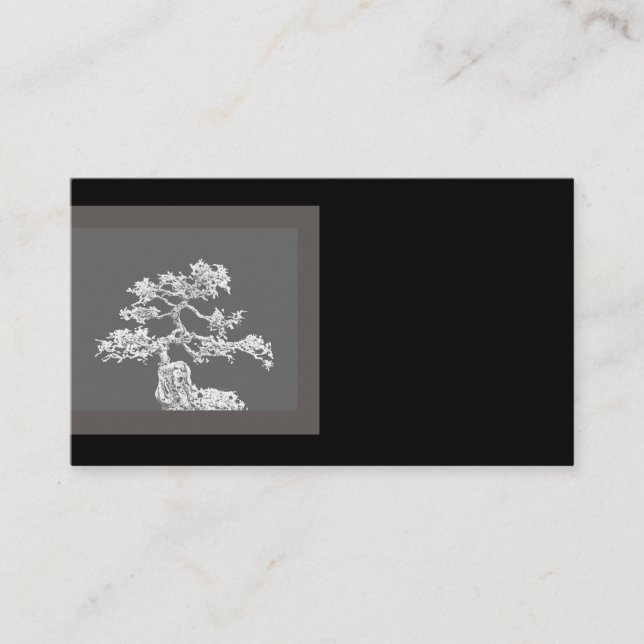 unique bonsai tree business card black and gray (Front)