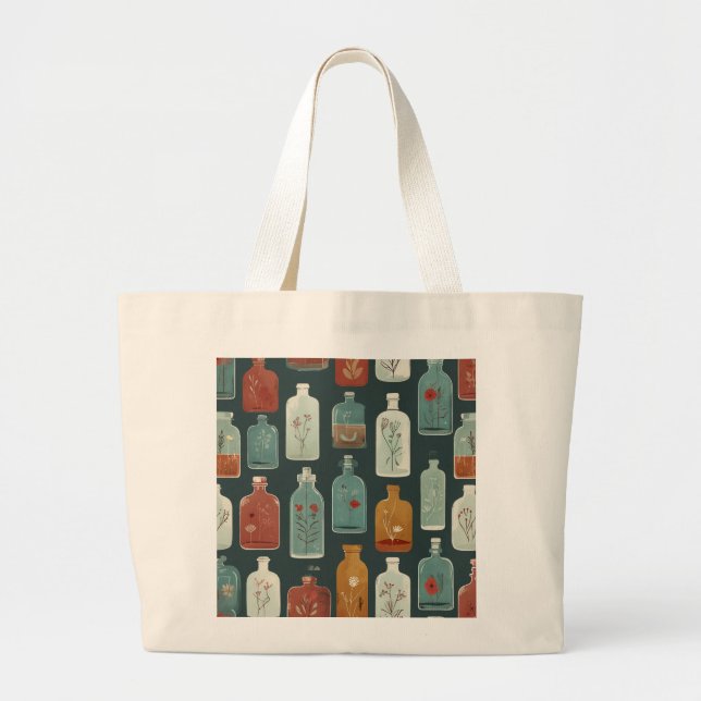 unique bottle art large tote bag (Front)
