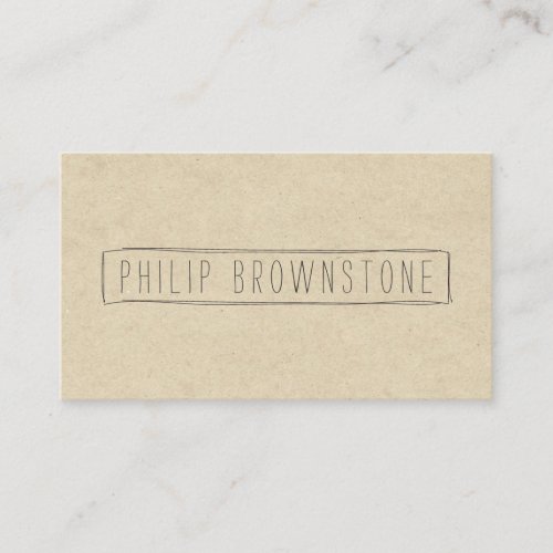 Unique Box Sketch Hand-Written Name on Cardboard Business Card