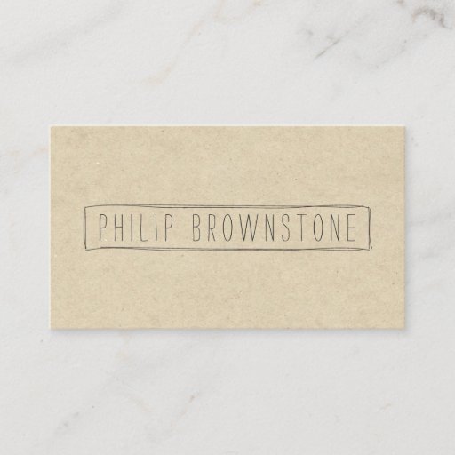 Customizable Unique Box Sketch Hand-Written Name on Cardboard Business Card