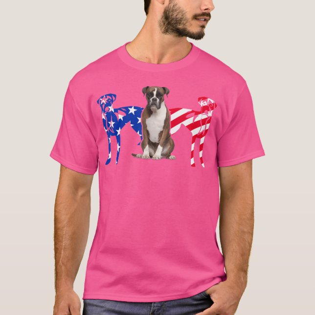 Unique Boxer Dog American Flag 	s Gifts T-Shirt (Front)