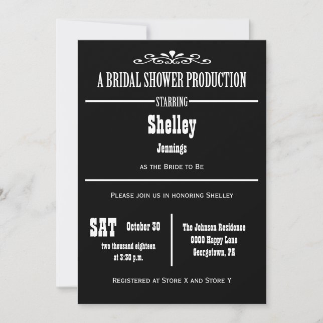 Unique Bridal Shower Invitations (Front)