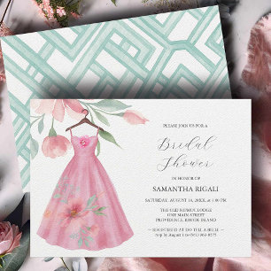 Unique Bridal Shower Invitations Pink & Sage Blue