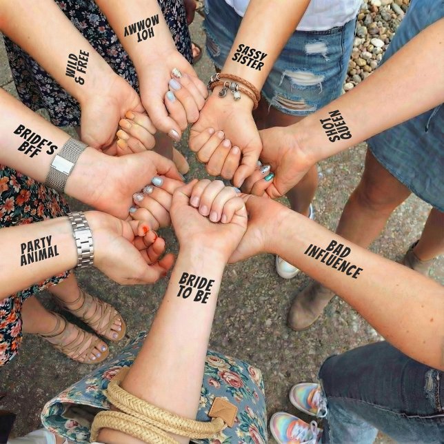 Unique Bride Bridesmaid Bachelorette Party Temporary Tattoos (Creator Uploaded)