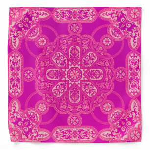 Unique Bright Colorful Pink Purple Ornate Pattern Bandana