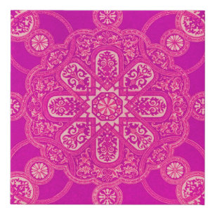 Unique Bright Colorful Pink Purple Ornate Pattern Faux Canvas Print