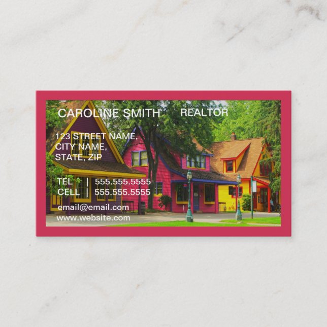 Unique bright & colorful real estate business card (Front)