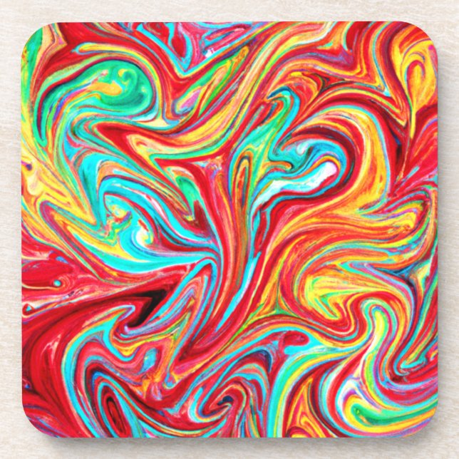 Unique Bright Colors Patterns Painting. Buy Now Beverage Coaster (Front)