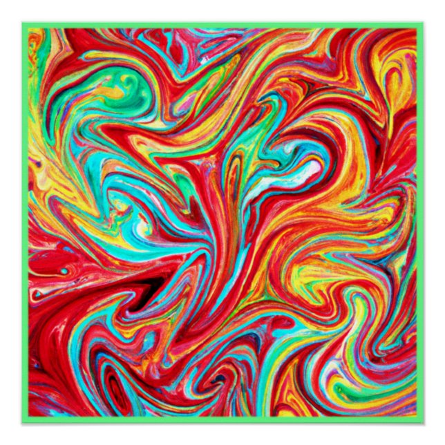 Unique Bright Colors Patterns Painting. Buy Now Poster (Front)