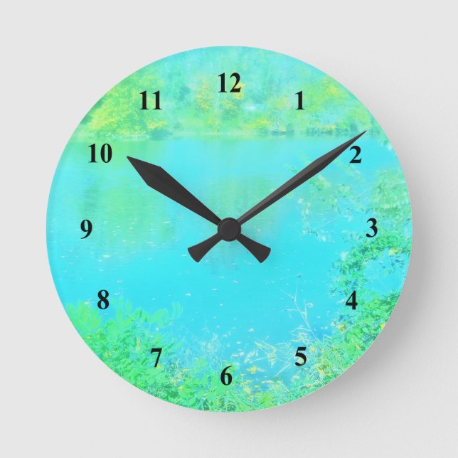 Unique Bright Green Nature Round Clock (Front)