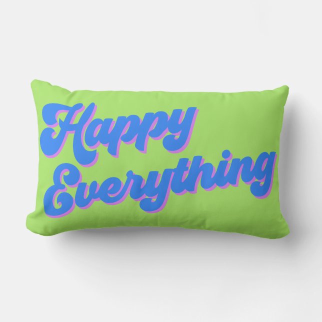 Unique Bright Retro Happy Everything Christmas  Lumbar Pillow (Front)