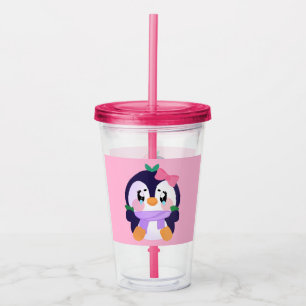 Unique Broke Cute Penguin Acrylic Tumbler