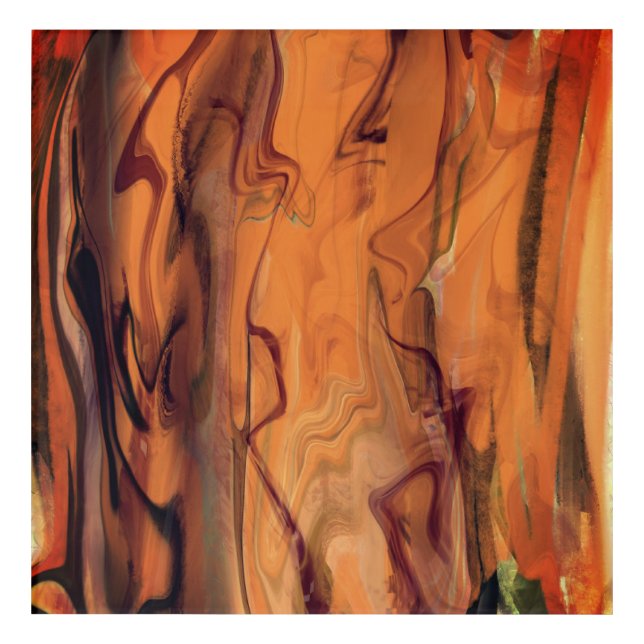 Unique Brown Abstract Marble Liquefied Wall Art (Front)