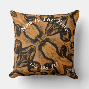 Unique Brown Abstract Marble Liquified  Throw Pillow