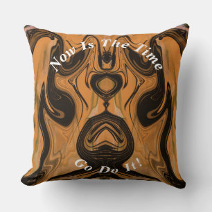 Unique Brown Abstract Marble Liquified  Throw Pillow