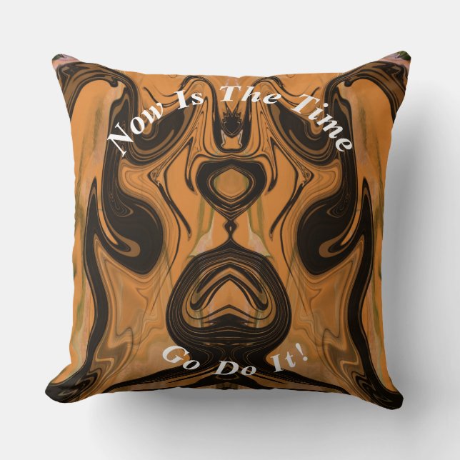 Unique Brown Abstract Marble Liquified  Throw Pillow (Front)
